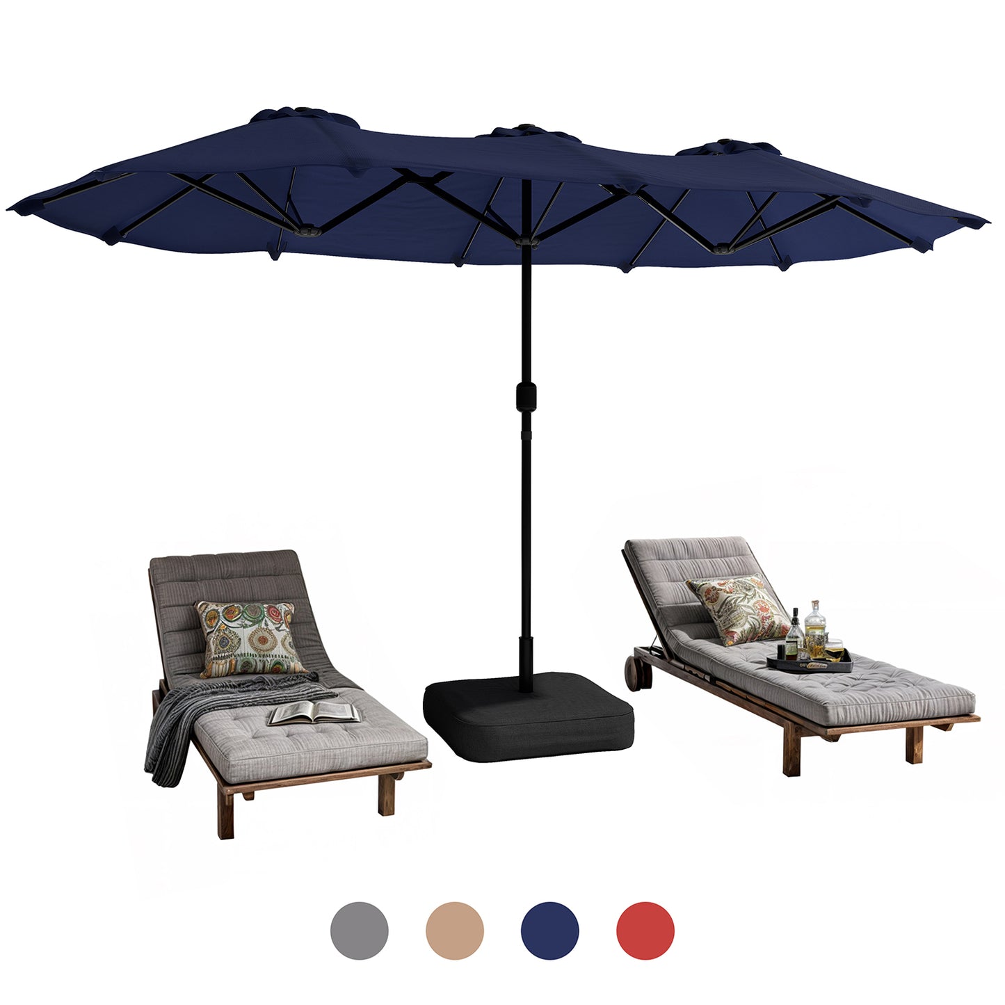 Walsunny 13ft Rectangle Patio Umbrella, Double Sided Outdoor Table Umbrella with Crank & 1.5" Pole, Large Market Umbrella for Poolside Garden Deck Backyard