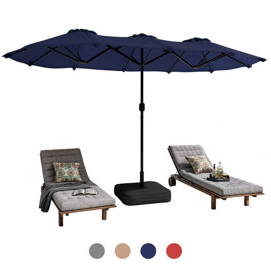 Walsunny 16FT Large Patio Umbrella with Base, Outdoor Double-Sided Rectangular Umbrella, Market Umbrella with Crank Handle for Poolside Lawn Garden