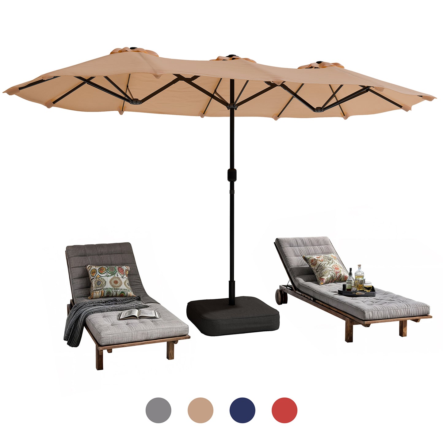 Walsunny 13ft Rectangle Patio Umbrella, Double Sided Outdoor Table Umbrella with Crank & 1.5" Pole, Large Market Umbrella for Poolside Garden Deck Backyard