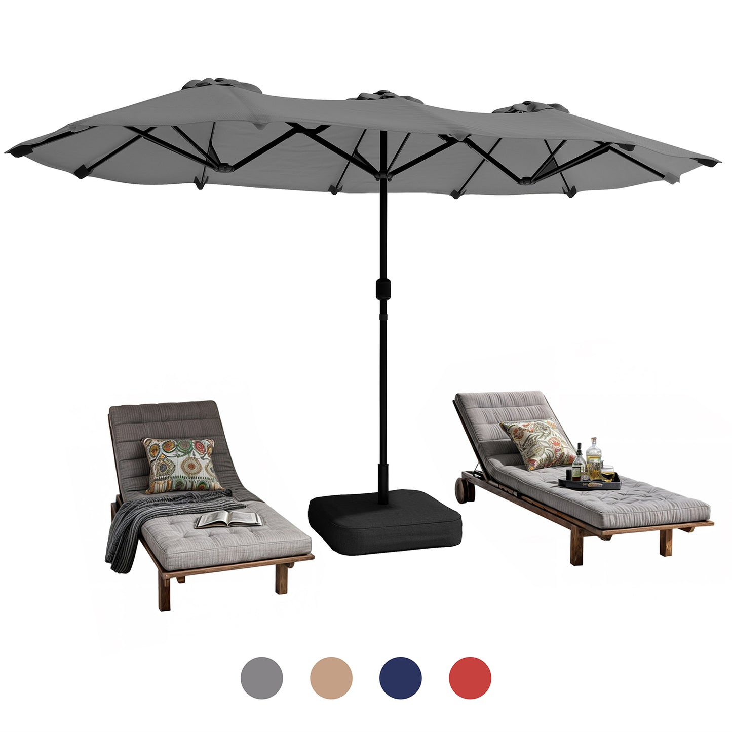Walsunny 13ft Rectangle Patio Umbrella, Double Sided Outdoor Table Umbrella with Crank & 1.5" Pole, Large Market Umbrella for Poolside Garden Deck Backyard