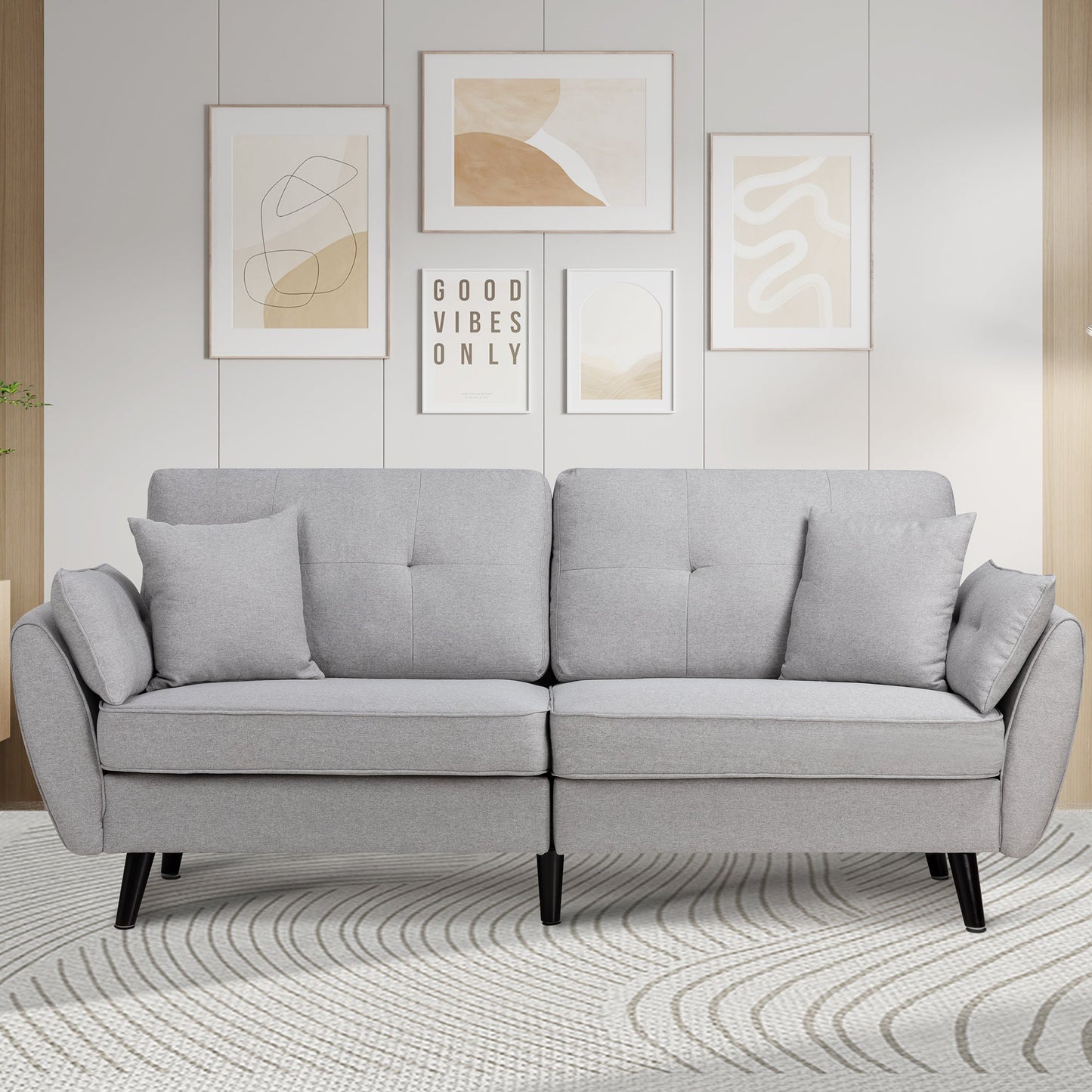 Walsunny 91‘’ 3-Seat Sofa Couch With Pillows#color_light-grey