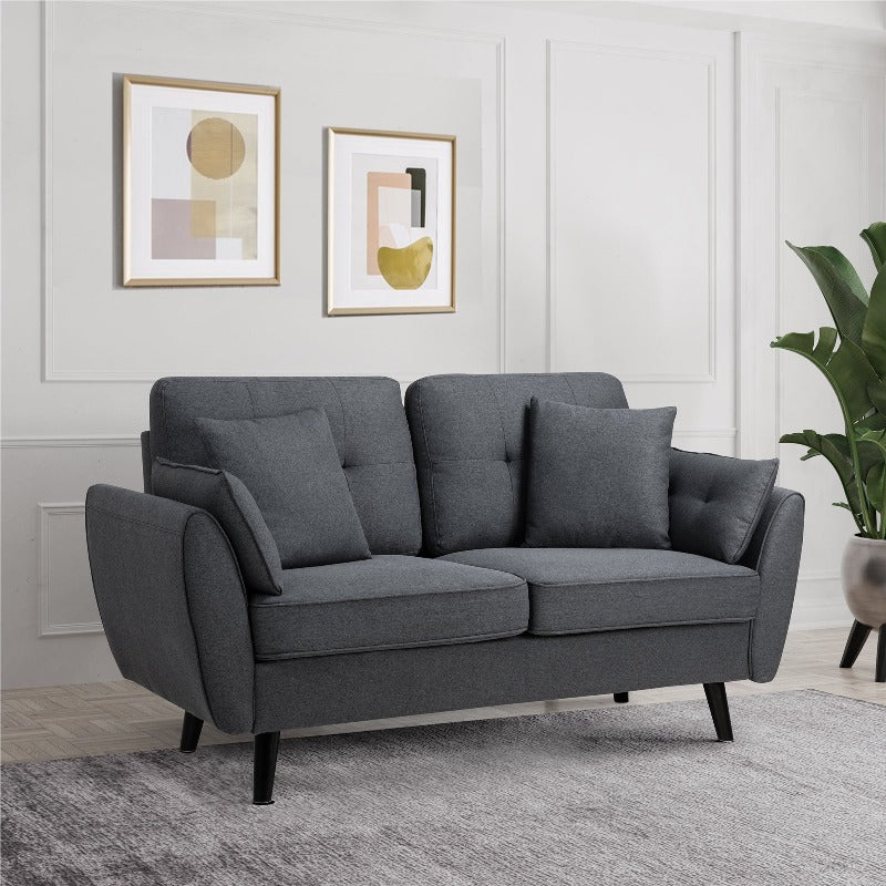Walsunny 63‘’ Loveseat 2-Seat Sofa Couch With Pillows#color_dark-grey