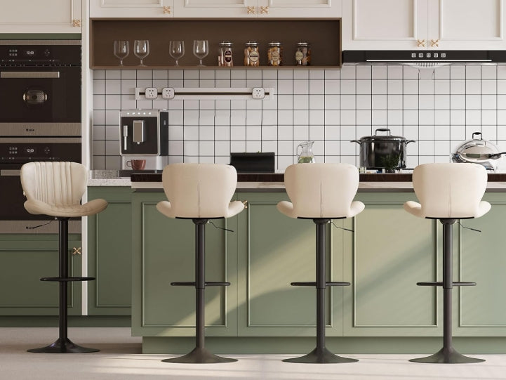 Walsunnny Bar Stools Set of 2, Leather Adjustable Barstools Counter Height Modern Bar Stools, Island Chairs Set of 4 for Kitchen