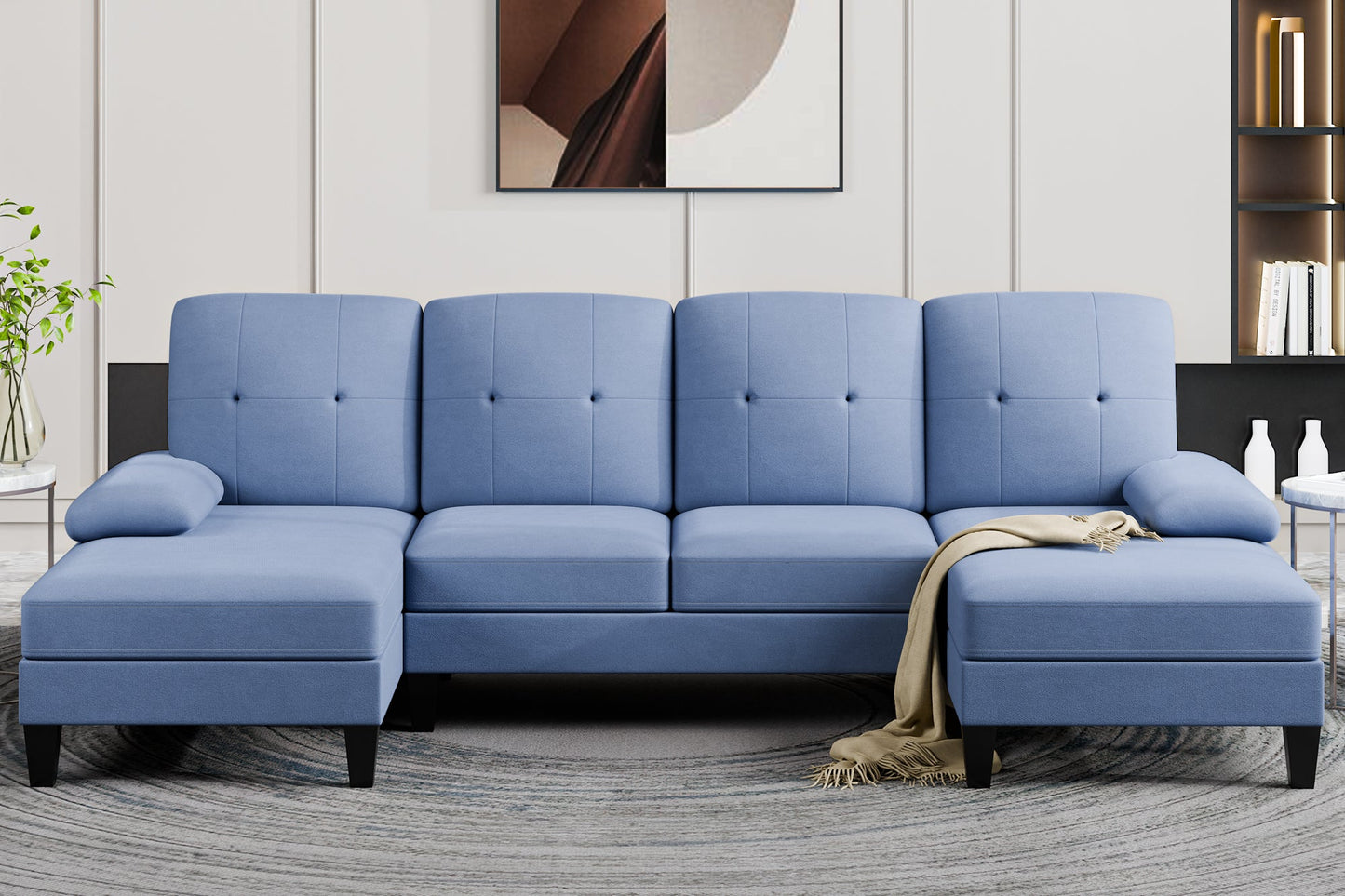 Walsunny 106'' 4-Seat U Shaped Modern Sectional Sofa with Double Chaises
