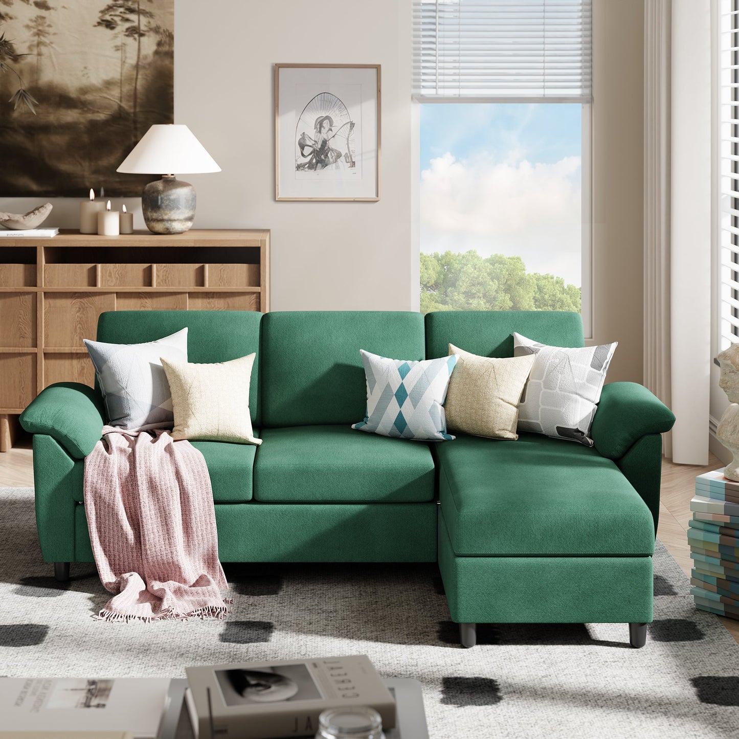 Walsunny 3 Seat L-Shaped 79" Convertible Sectional Sofa Couch