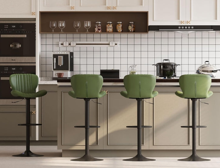 Walsunnny Bar Stools Set of 2, Leather Adjustable Barstools Counter Height Modern Bar Stools, Island Chairs Set of 4 for Kitchen