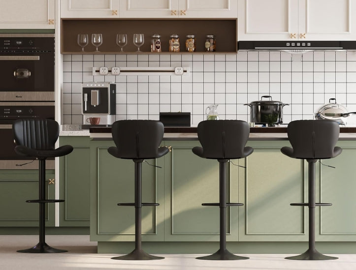Walsunnny Bar Stools Set of 2, Leather Adjustable Barstools Counter Height Modern Bar Stools, Island Chairs Set of 4 for Kitchen