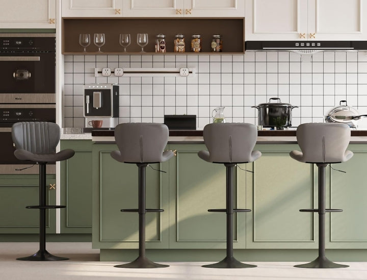 Walsunnny Bar Stools Set of 2, Leather Adjustable Barstools Counter Height Modern Bar Stools, Island Chairs Set of 4 for Kitchen