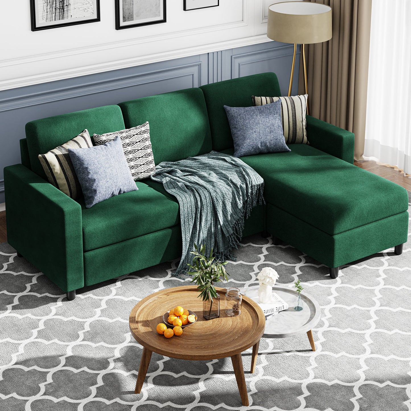 sectional couch #color_green