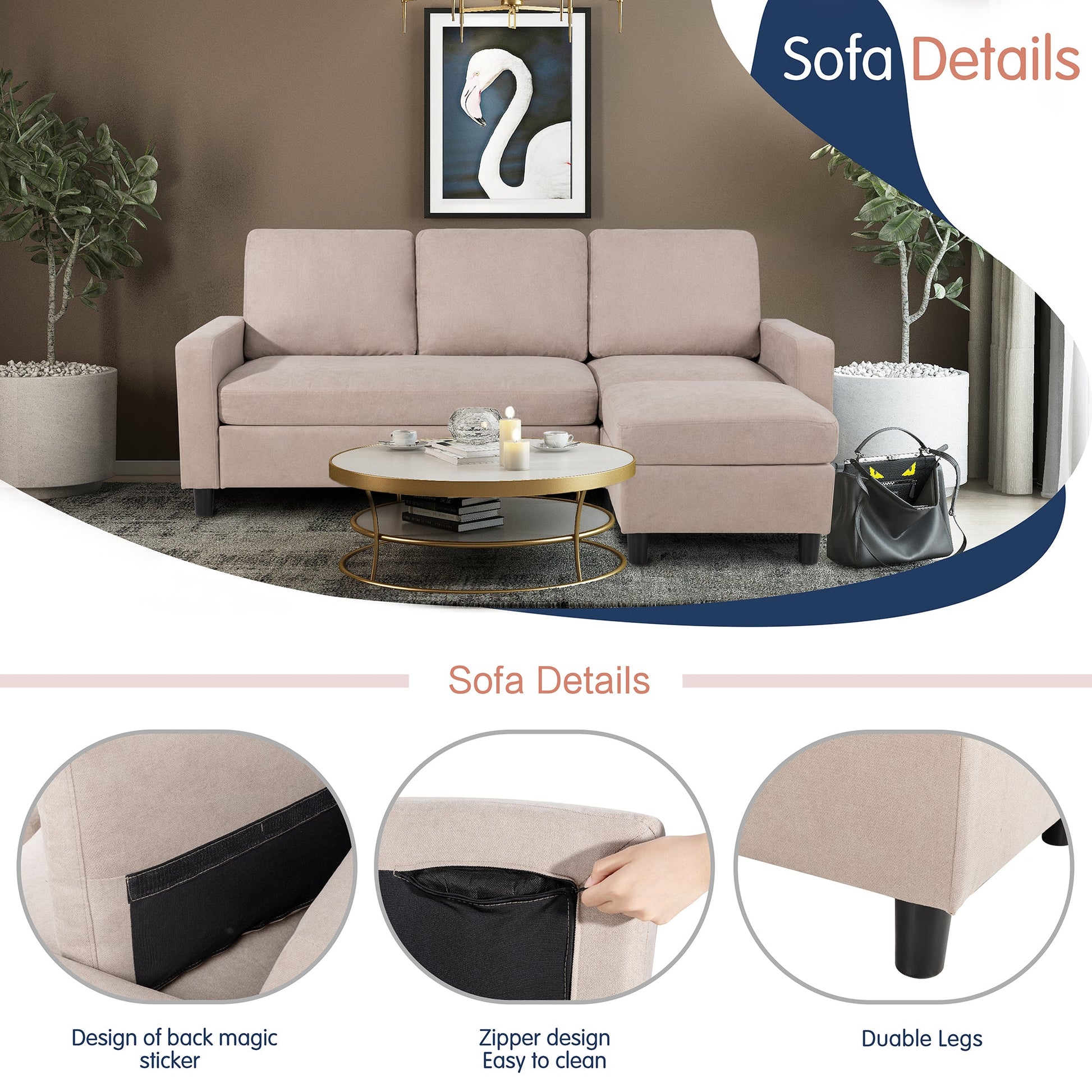 sectional couch #color_khaki