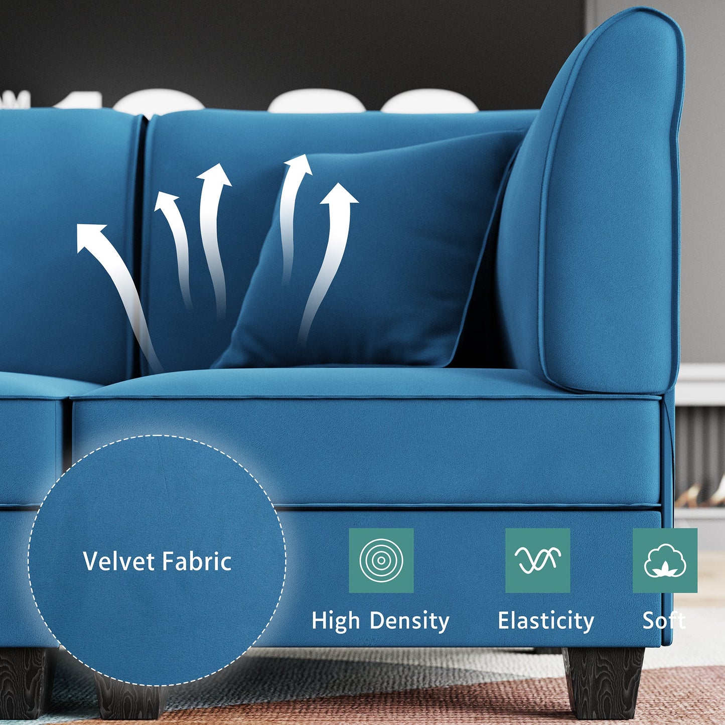 Walsunny U-Shape Convertible Sectional Sofa Couch with 6 Seats
