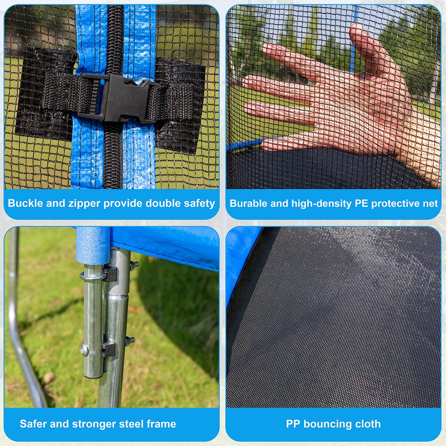 Walsunny Trampoline 14FT Trampoline Enclosure Net Outdoor Jump Trampoline PVC Spring Cover ASTM Approved Padding Premium Bouncer for Kids and Adults