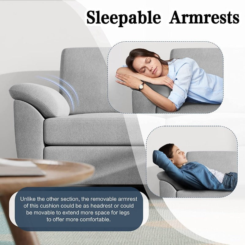 Walsunny 3 Seat L-Shaped Sectional Sofa With Movable Ottoman#color_light-grey