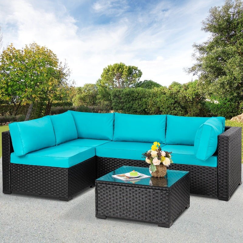 Walsunny 5 Pieces Outdoor Sectional Sofa, Patio furniture Set#color_blue