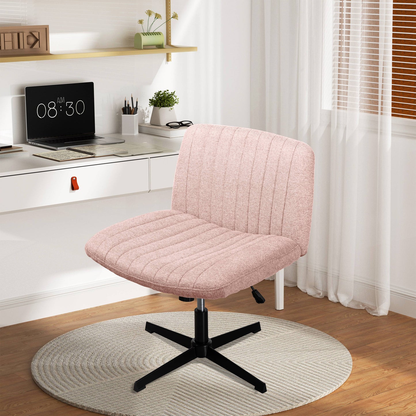 Walsunny Cross Legged Office Chair Armless Wide Chair