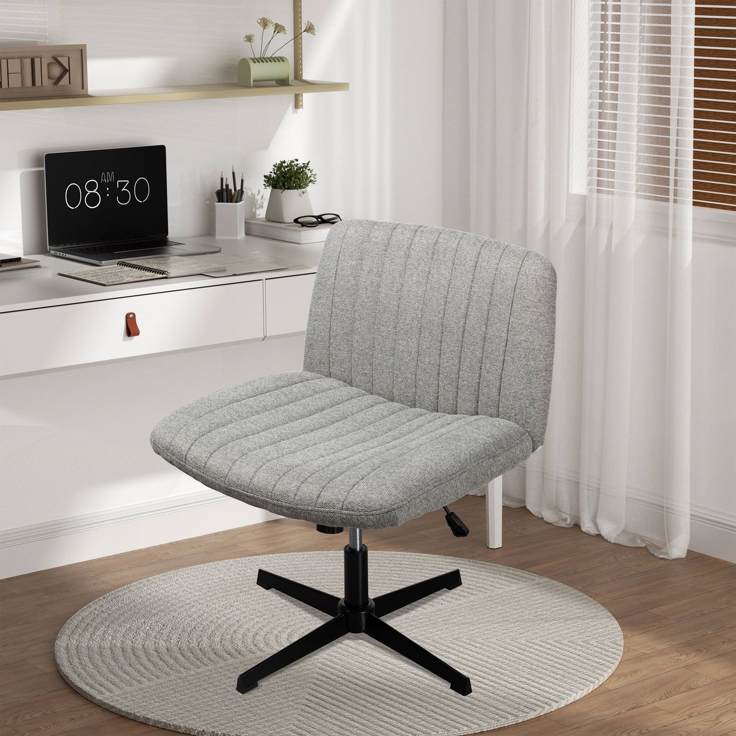 Walsunny Cross Legged Office Chair Armless Wide Chair