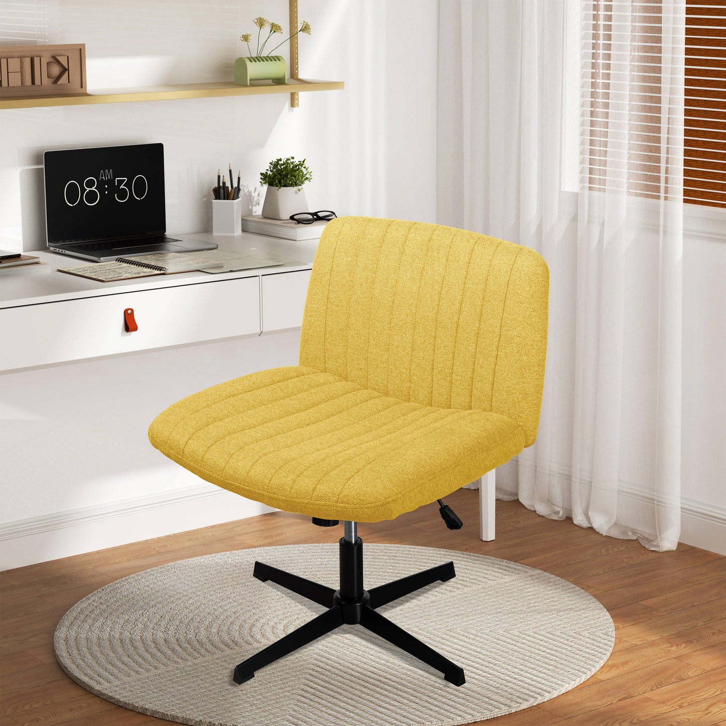 Walsunny Cross Legged Office Chair Armless Wide Chair