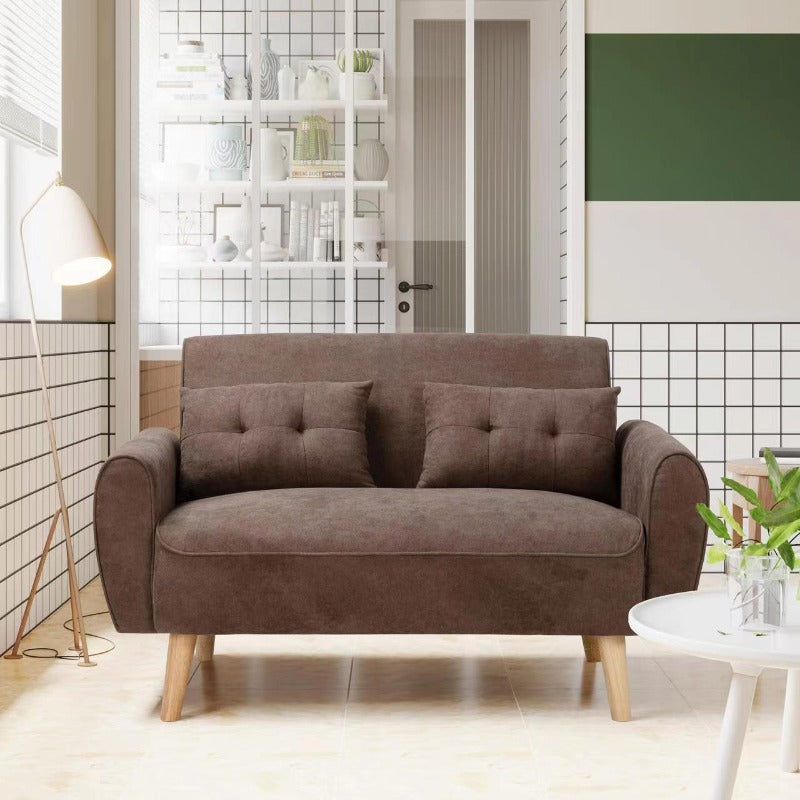 Walsunny 2-seat 47'' Small Modern Love Seat Sofa#color_brown
