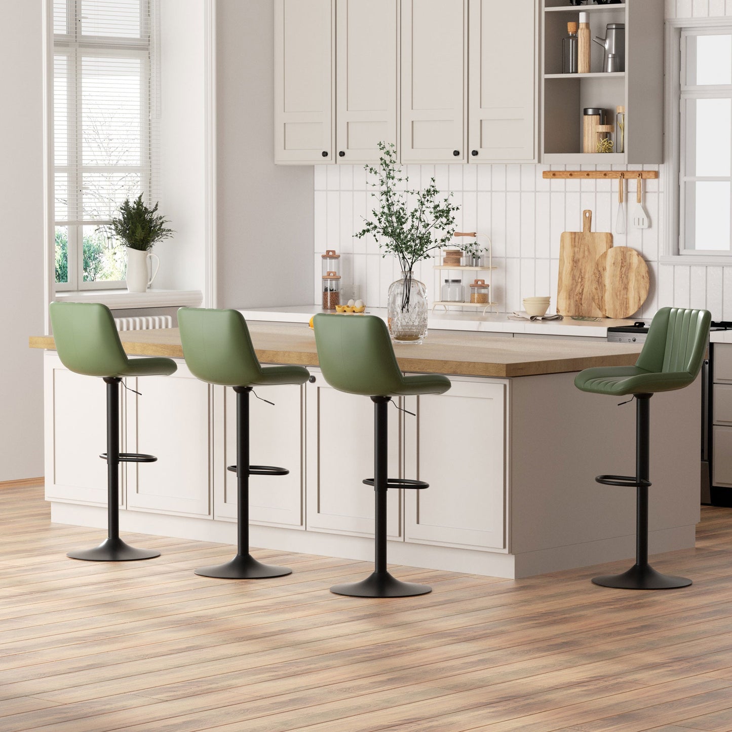 Walsunny Bar Stools Set of 2,Adjustable Leather Counter Height with High Backrest,Bar Chairs for Kitchen Island Dining,Room Bar