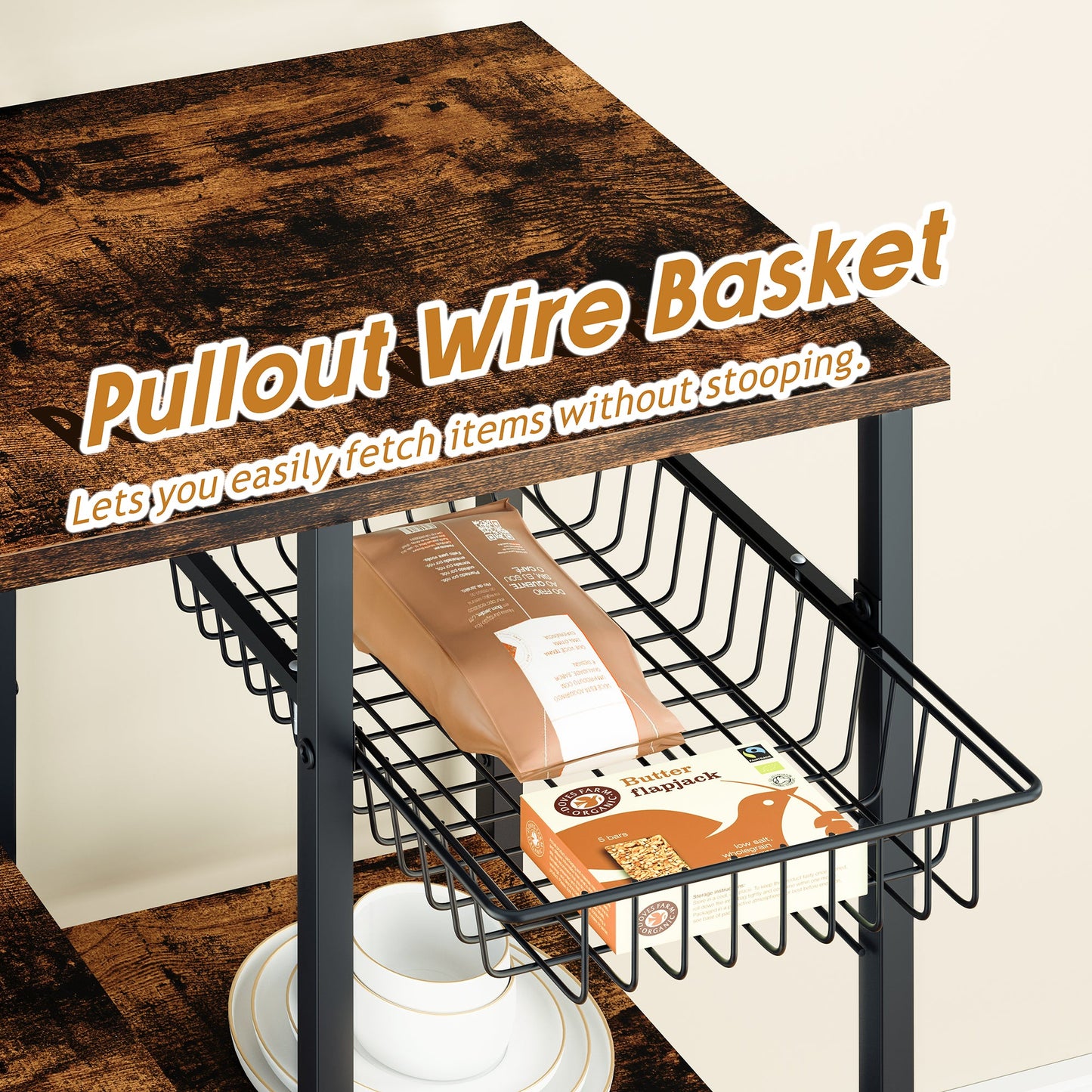 WALSUNNY Kitchen Baking Rack with Outle, Freestanding Kitchen Storage Rack Organizer