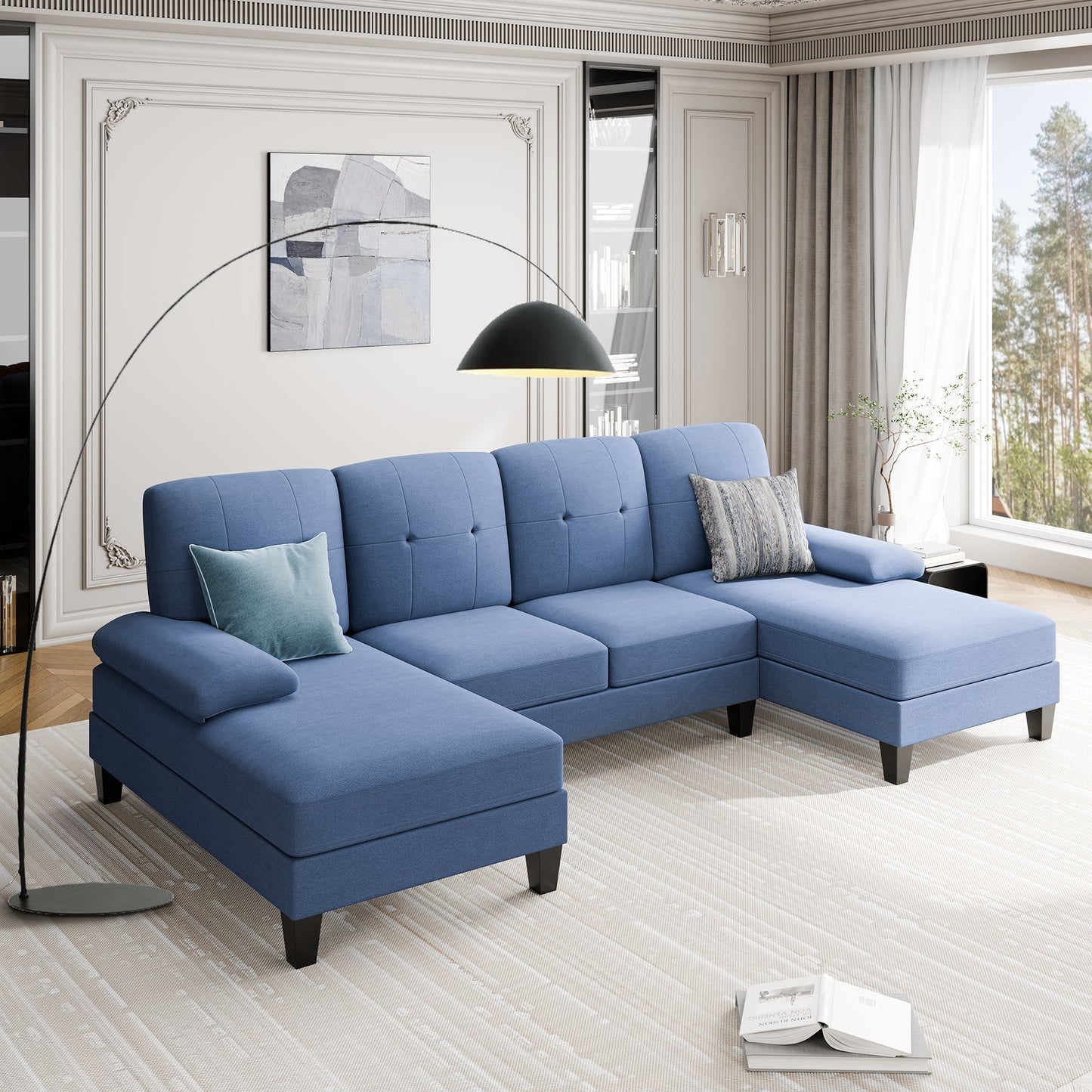 Walsunny 106'' 4-Seat U Shaped Modern Sectional Sofa with Double Chaises