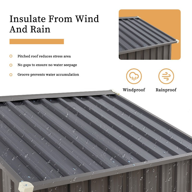 Walsunny Outdoor Steel Storage Shed, Metal Garden Shed