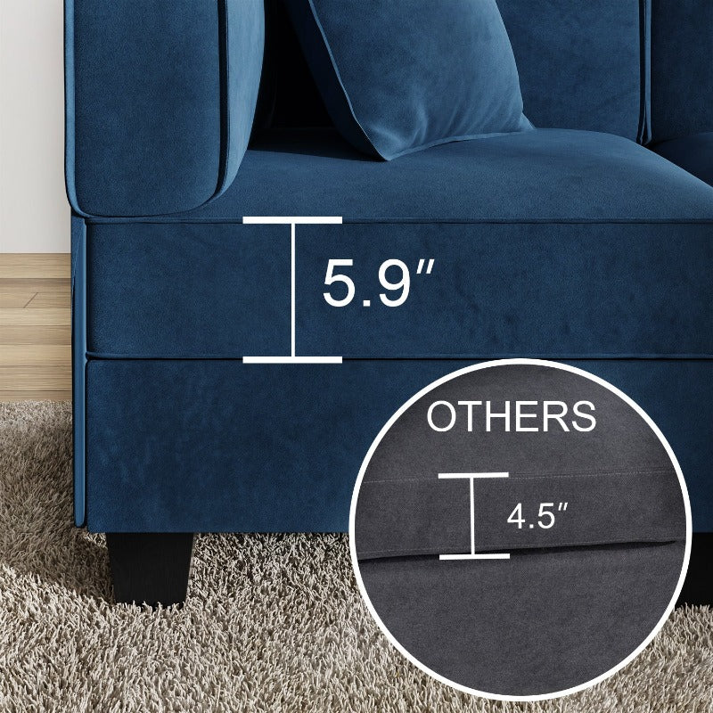 Walsunny Velvet 5 Pieces Modular Sectional Sofa L-Shaped Couch With Reversible Chaise