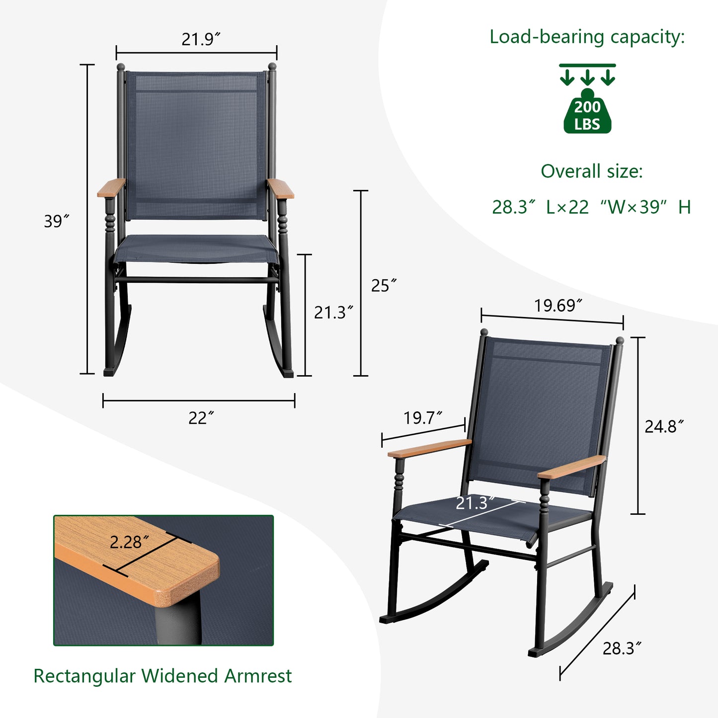 Walsunny Outdoor Metal Rocking Chairs Patio Seating Bistro Rocker for Porch Backyard Lawn Garden