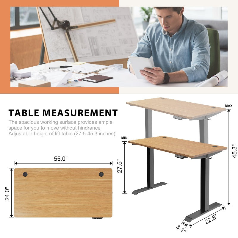 Walsunny Black Electric Office Ergonomic Desk#color_walnut