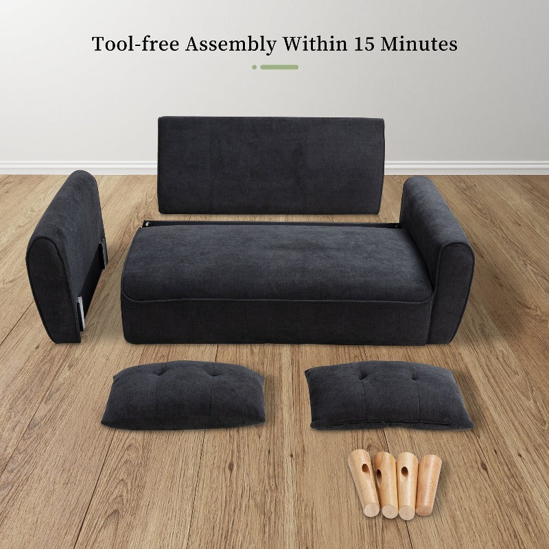 Walsunny 2-seat 47'' Small Modern Love Seat Sofa#color_black