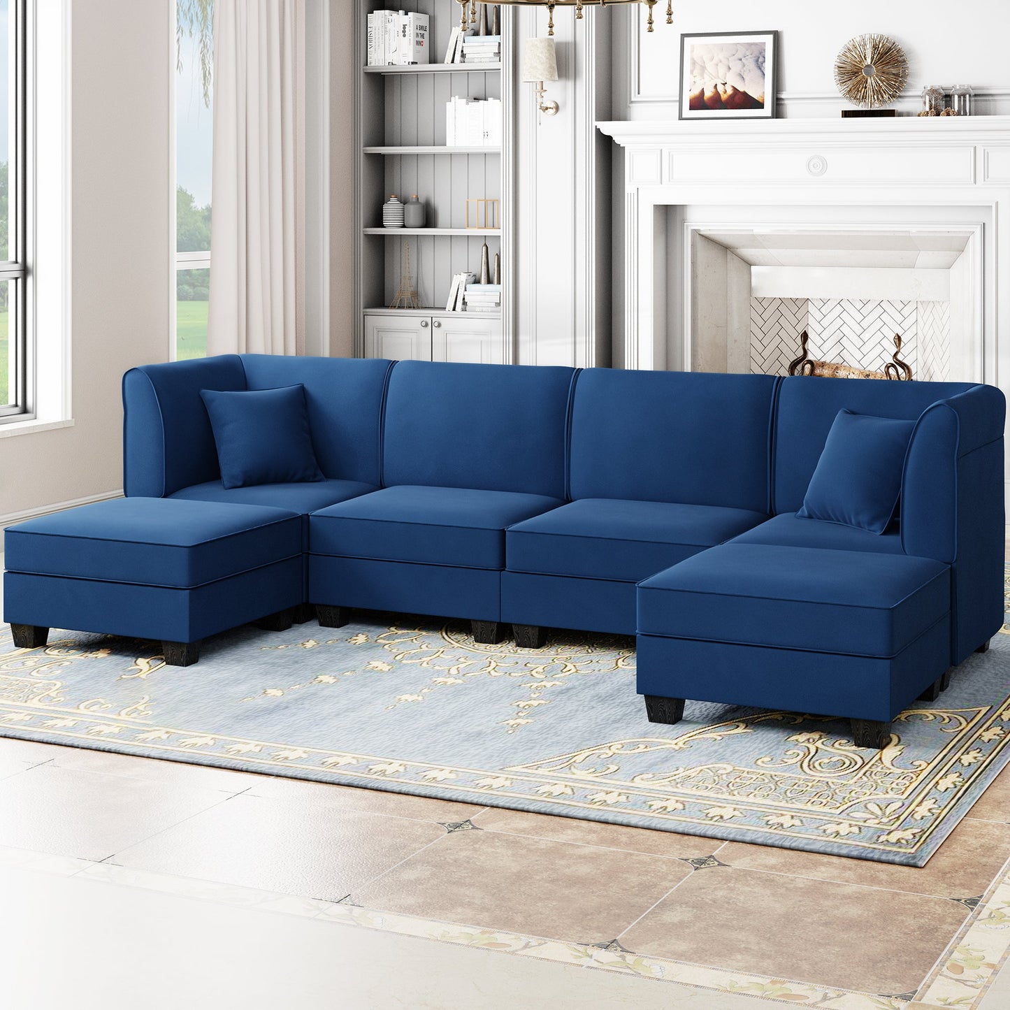 Walsunny U-Shape Convertible Sectional Sofa Couch with 6 Seats