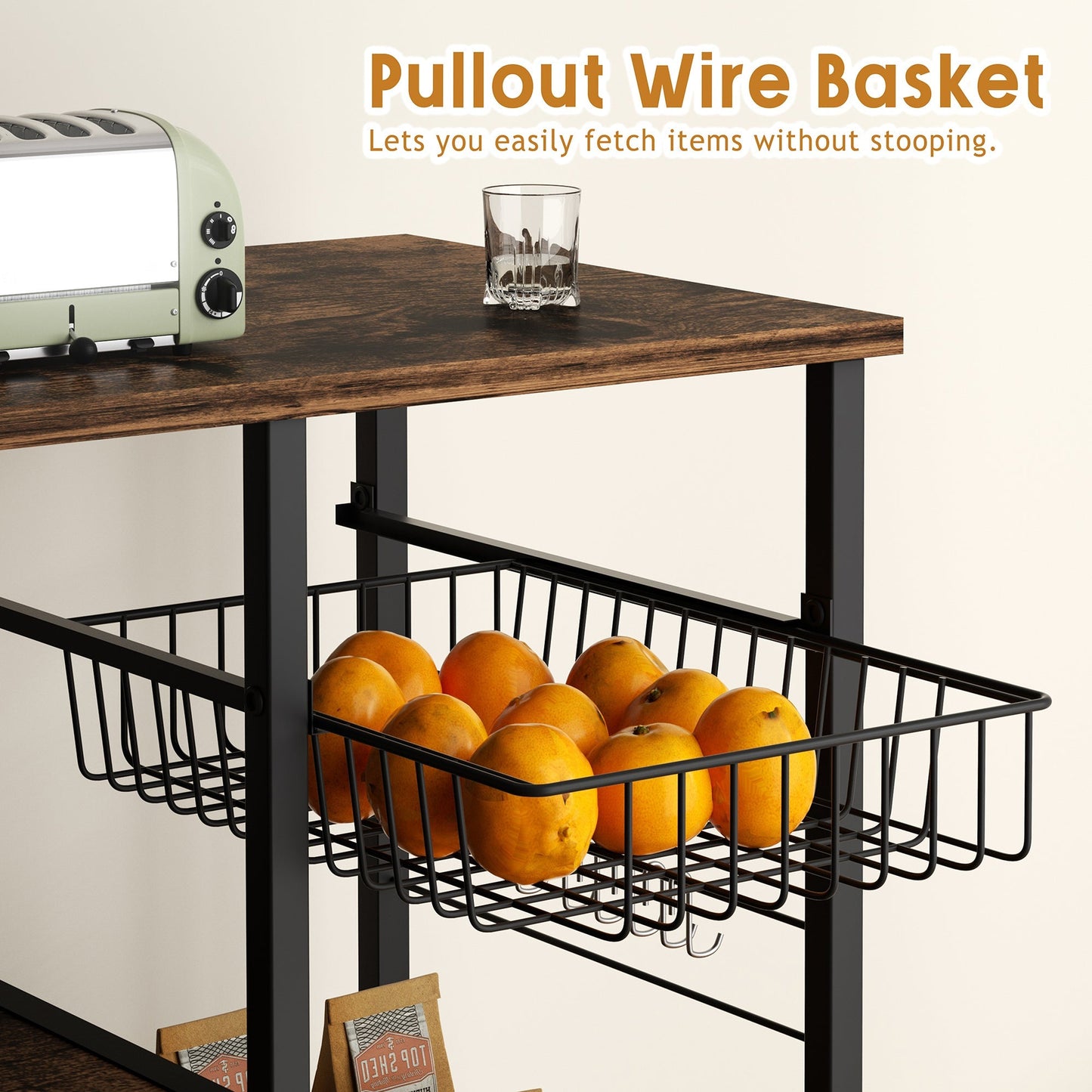 Walsunny Kitchen Bakers Rack , Coffee Bar Table 4Tiers(Clearance)