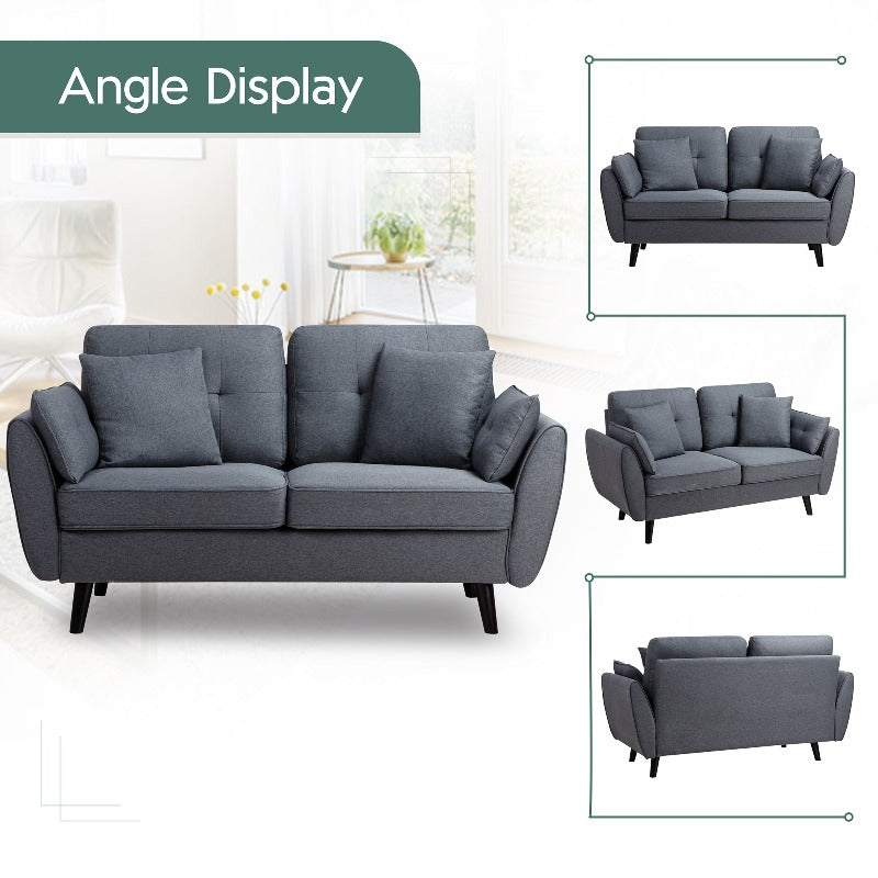 Walsunny 63‘’ Loveseat 2-Seat Sofa Couch With Pillows#color_dark-grey