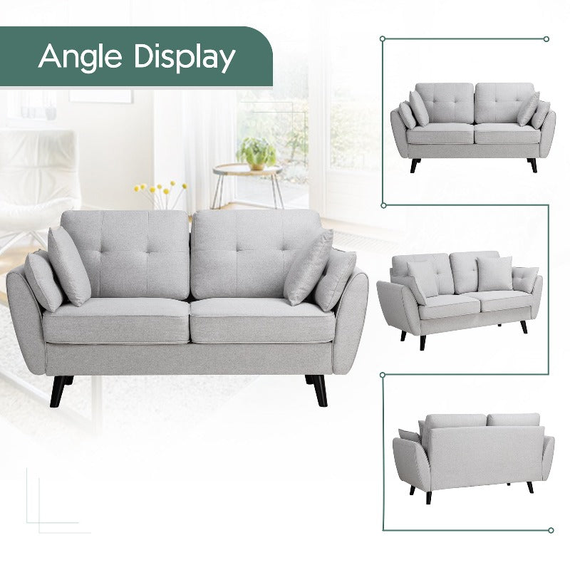 Walsunny 63‘’ Loveseat 2-Seat Sofa Couch With Pillows#color_light-grey
