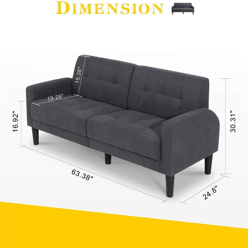 Walsunny 63'' Loveseat, 2-Seat Sofa, For Living Room