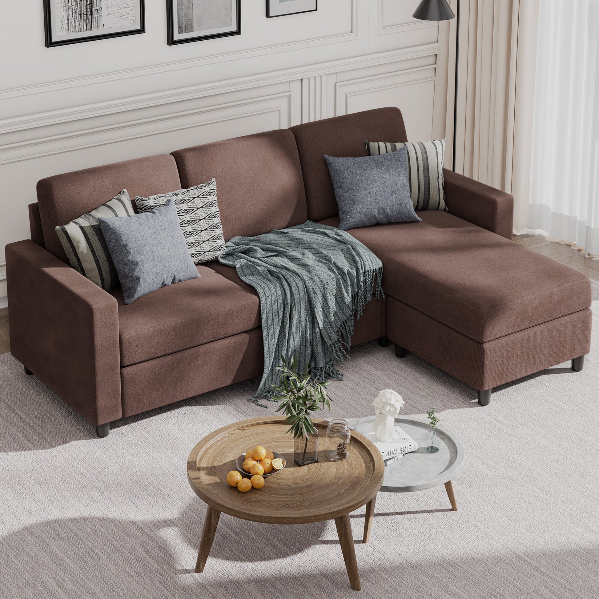 sectional couch #color_brown
