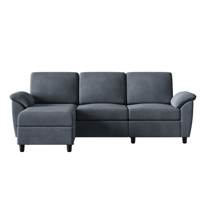 Walsunny 3 Seat L-Shaped Sectional Sofa With Movable Ottoman#color_dark-grey
