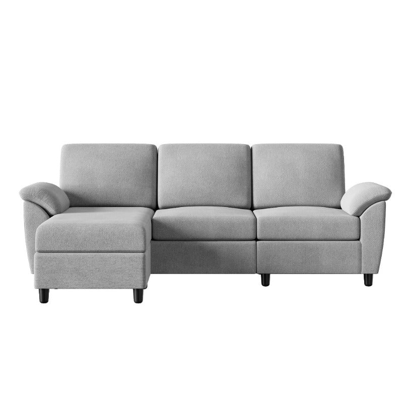 Walsunny 3 Seat L-Shaped Sectional Sofa With Movable Ottoman#color_light-grey