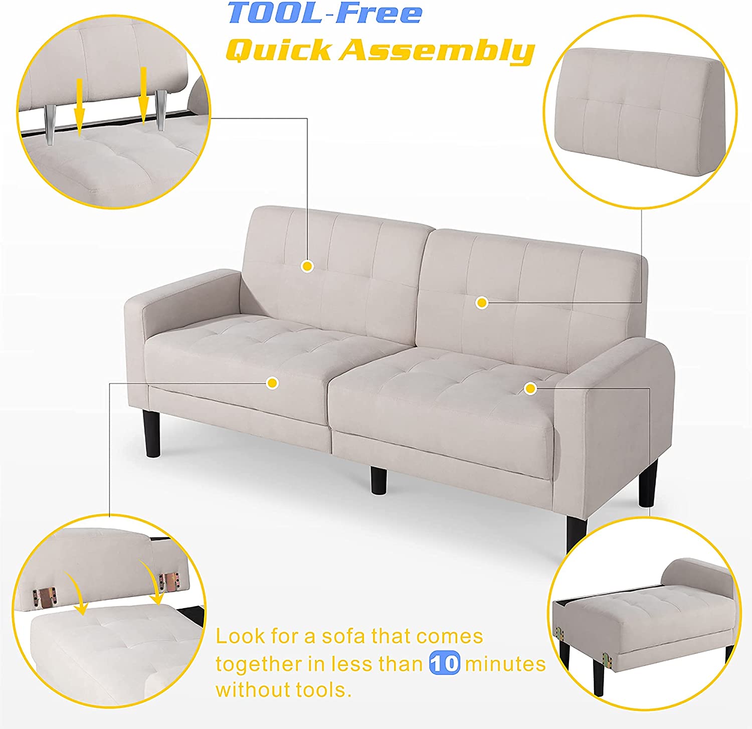 Walsunny 63'' Loveseat, 2-Seat Sofa, For Living Room
