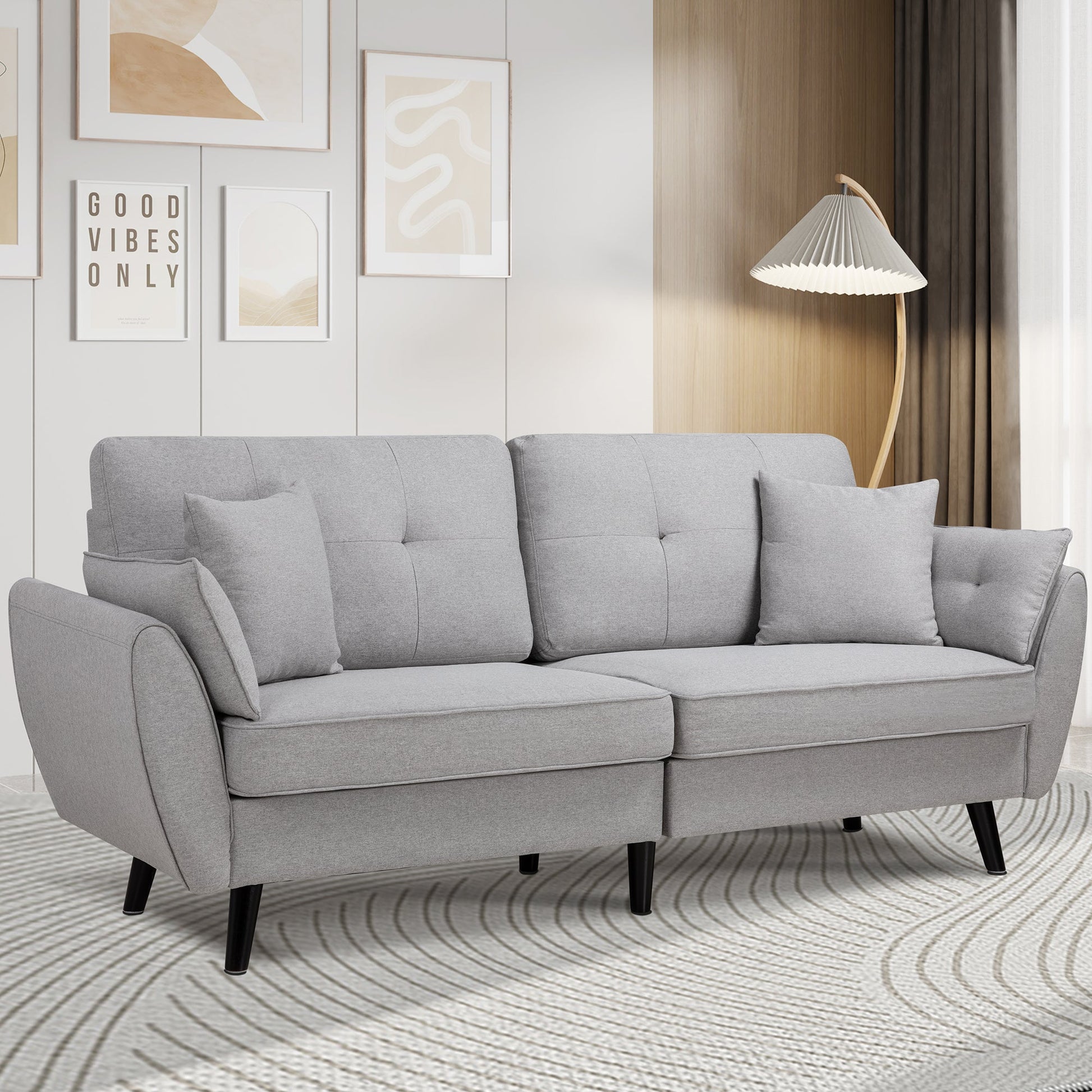 Walsunny 91‘’ 3-Seat Sofa Couch With Pillows#color_light-grey