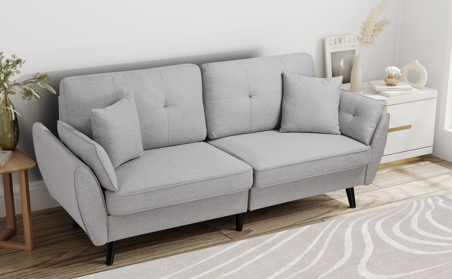 Walsunny 91‘’ 3-Seat Sofa Couch With Pillows#color_light-grey