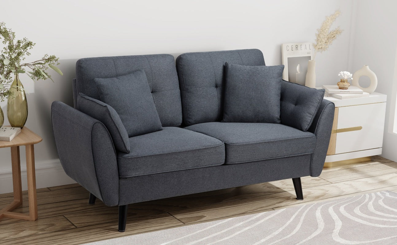 Walsunny 63‘’ Loveseat 2-Seat Sofa Couch With Pillows#color_dark-grey