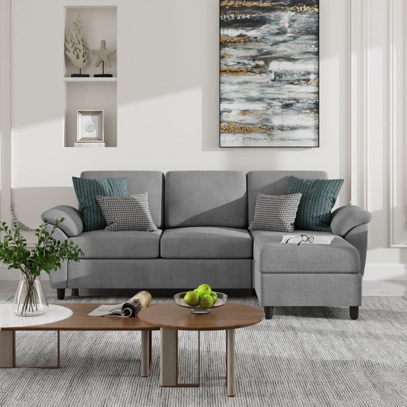 Walsunny 3 Seat L-Shaped Sectional Sofa With Movable Ottoman#color_light-grey