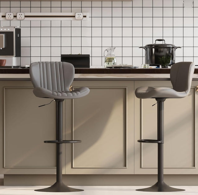 Walsunnny Bar Stools Set of 2, Leather Adjustable Barstools Counter Height Modern Bar Stools, Island Chairs Set of 4 for Kitchen