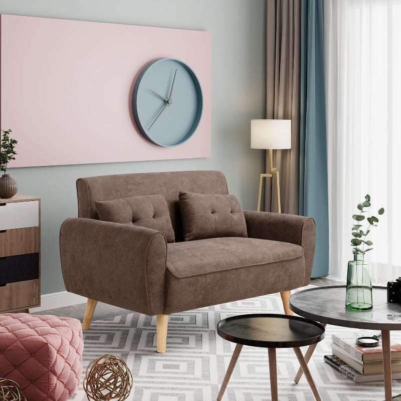 Walsunny 2-seat 47'' Small Modern Love Seat Sofa#color_brown