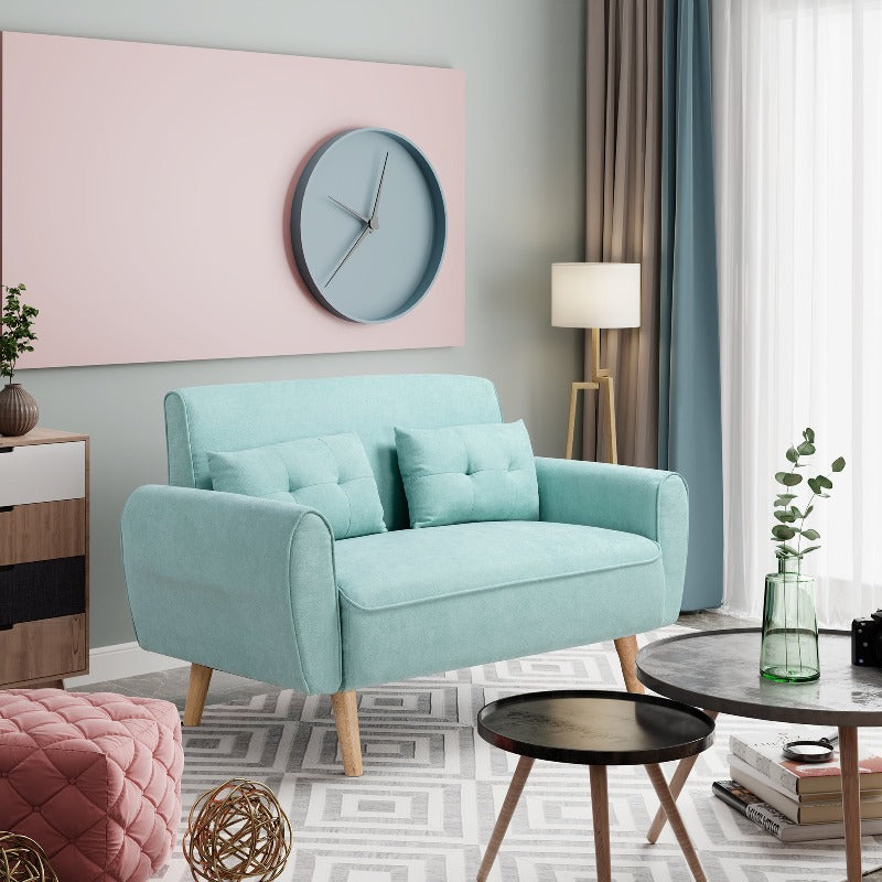 Walsunny 2-seat 47'' Small Modern Love Seat Sofa#color_green
