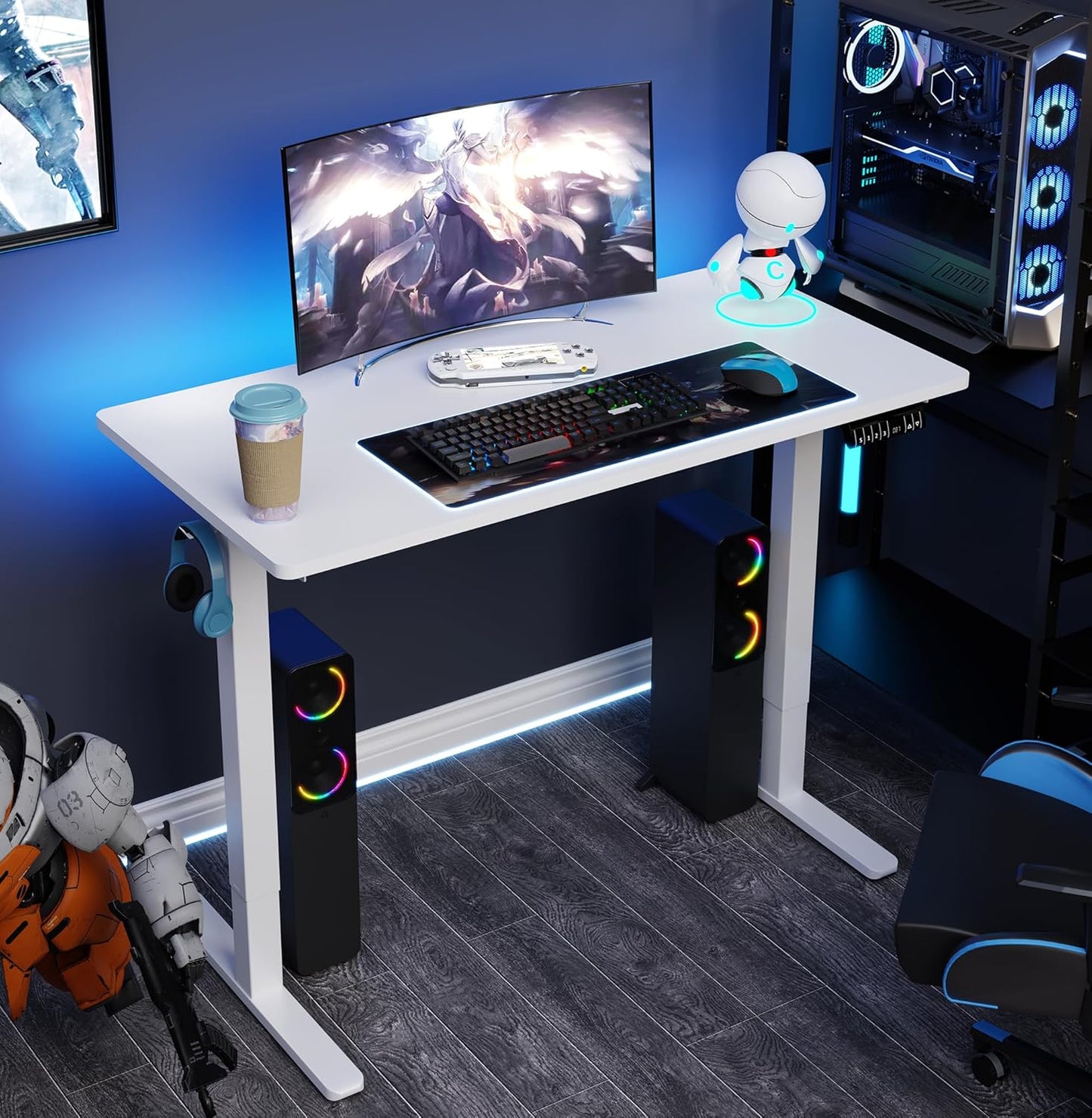 Walsunny White Electric Height Adjustable Standing Desk