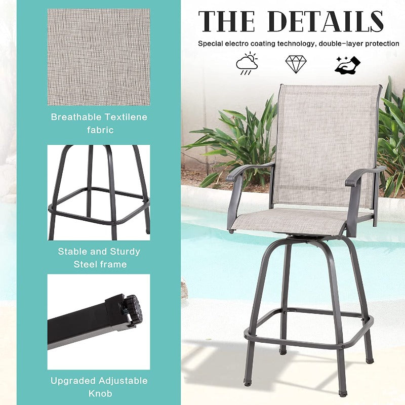 Walsunny Patio Furniture Outdoo High Bar Stools Set
