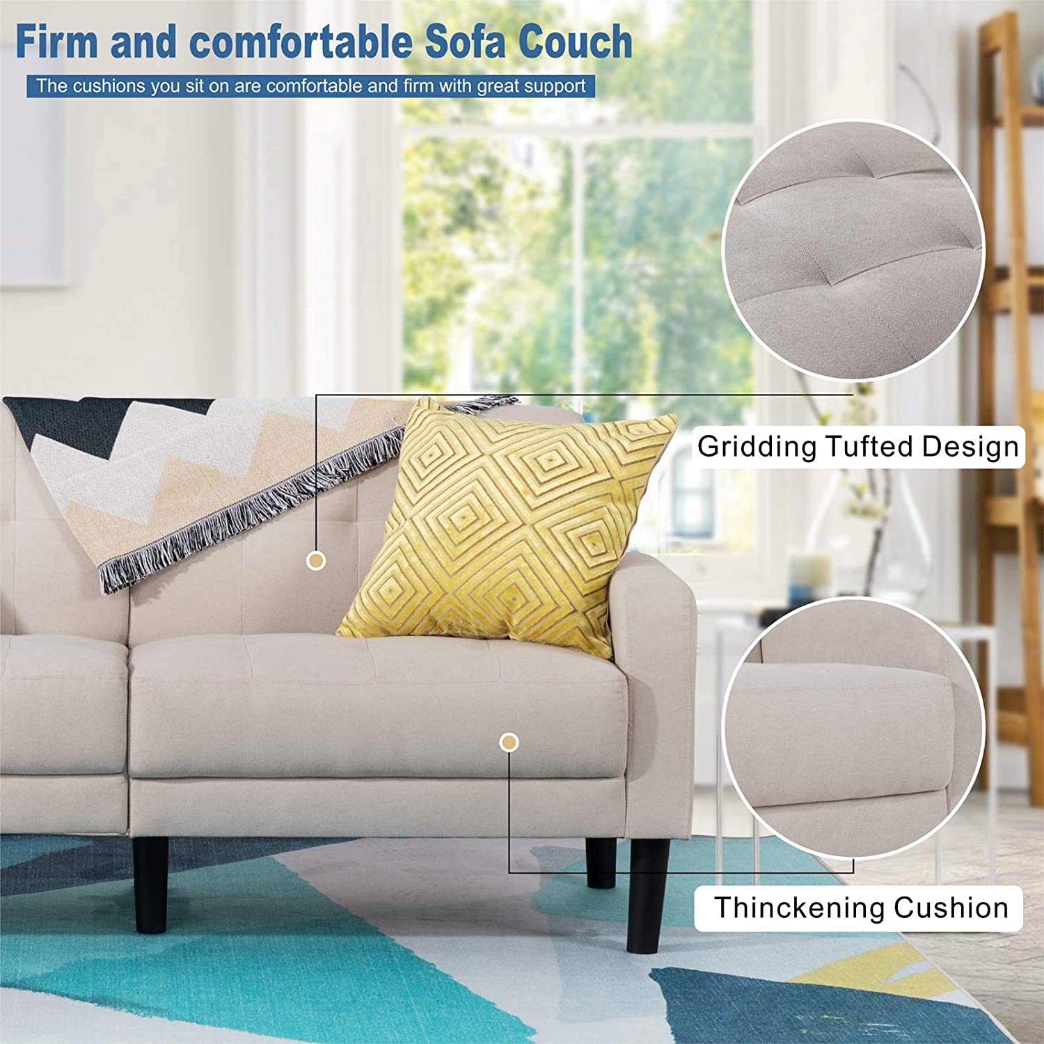 Walsunny 63'' Loveseat, 2-Seat Sofa, For Living Room