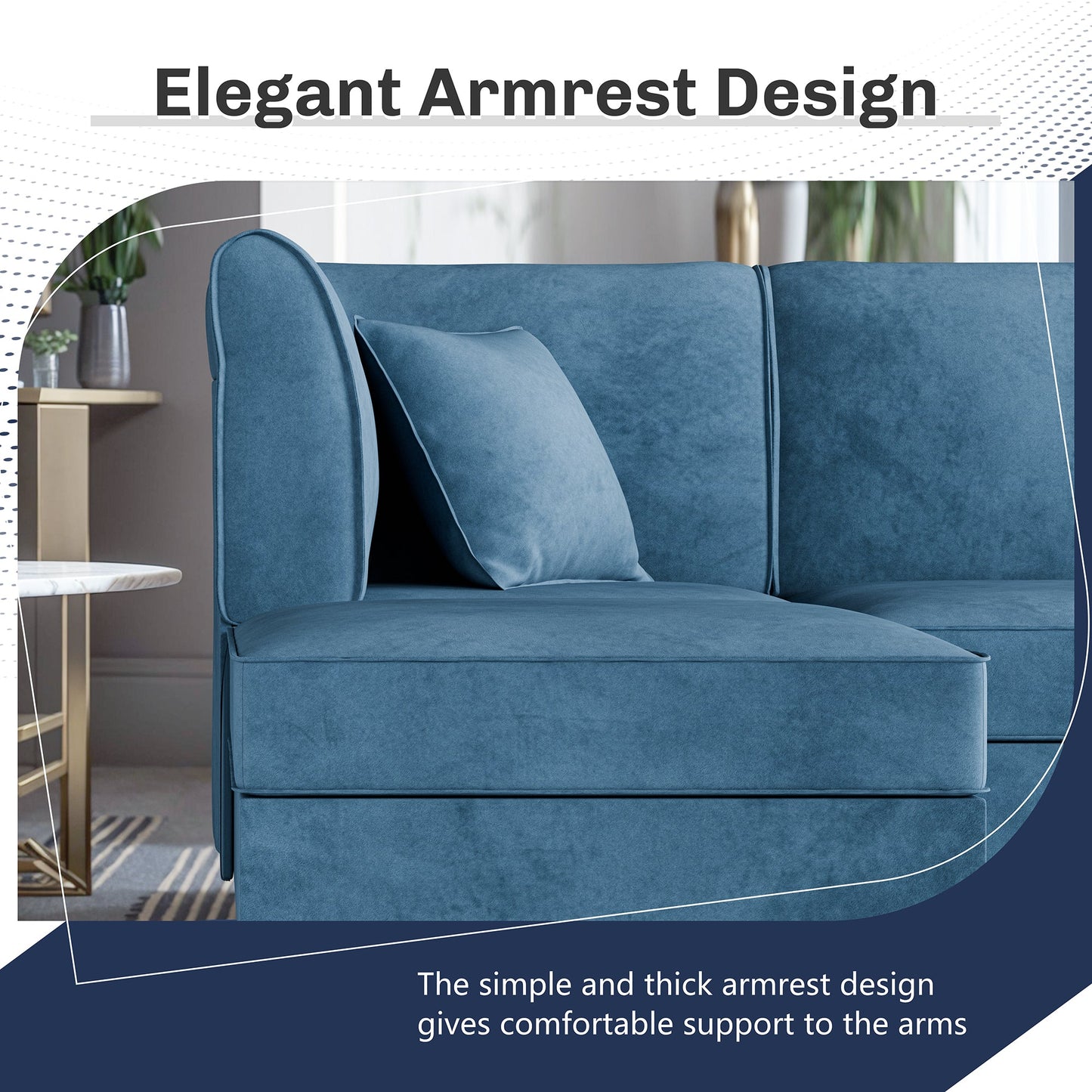 Walsunny Velvet 5 Pieces Modular Sectional Sofa L-Shaped Couch With Reversible Chaise